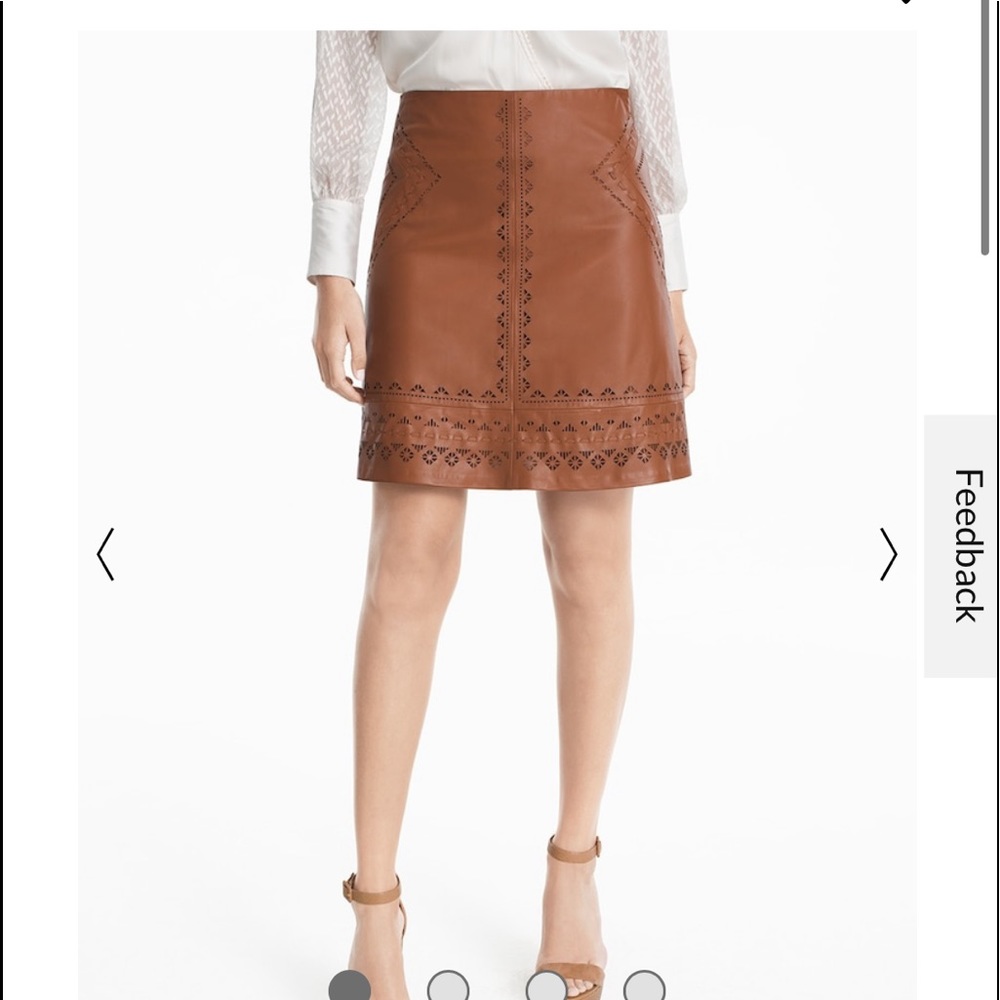 WHBM Laser Cut Leather A Line Skirt